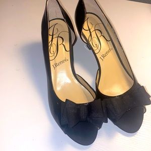 J. Renee Black Patent Wedge D’Orsay heels